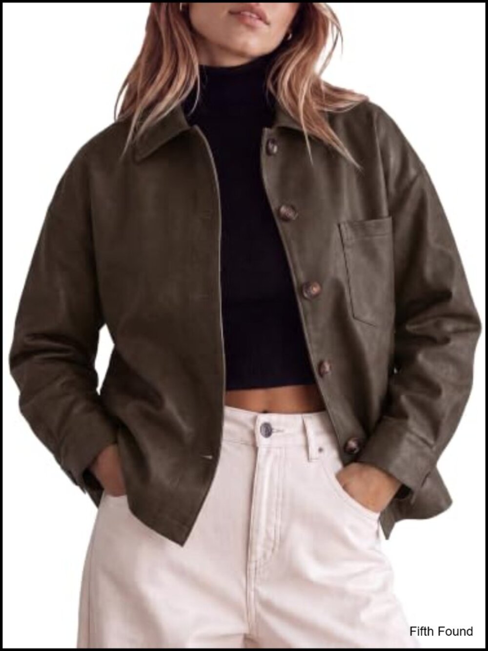 Faux Leather Jacket Oversized Button Down Motorcycle Casual Outwear